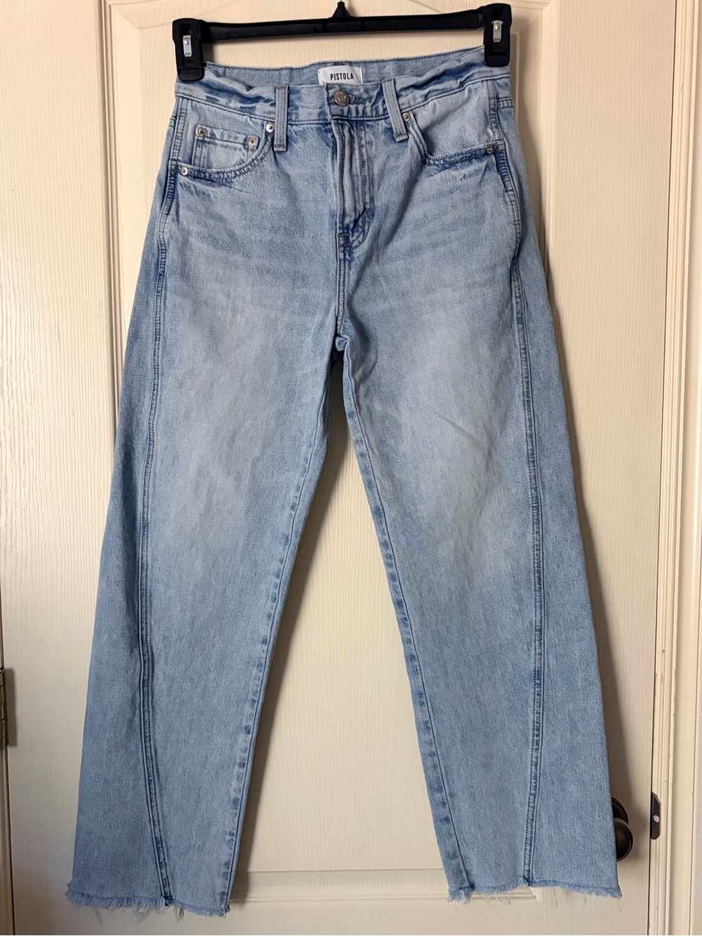 Pistola Kacey Mid Rise Boyfriend Denim Jeans, Raw Hem, BERKELEY, Size 24
